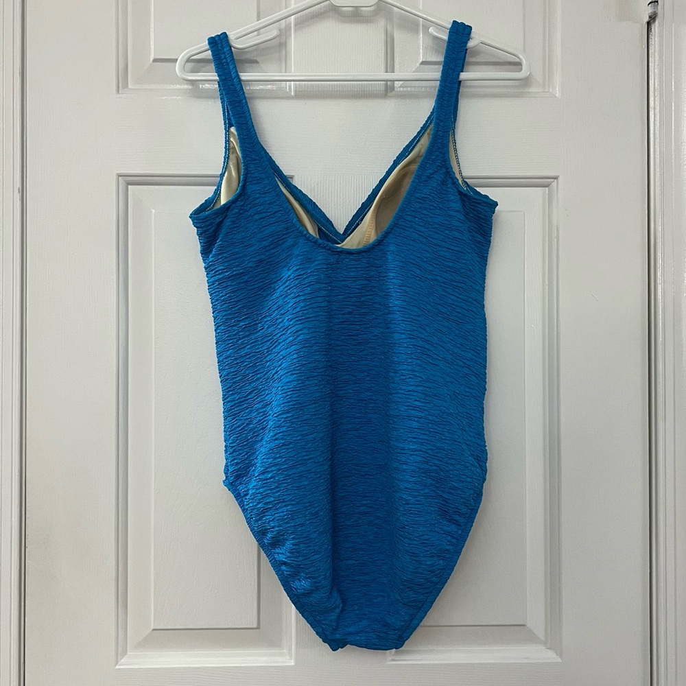 Royal Blue Textured One Piece Swimsuit - Picture 2 of 2